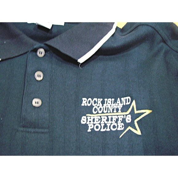 Mens Black Rock Island County IL Logo 3 Button Polo Shirt Size XL Hero 24/7 Flaw - Picture 6 of 9